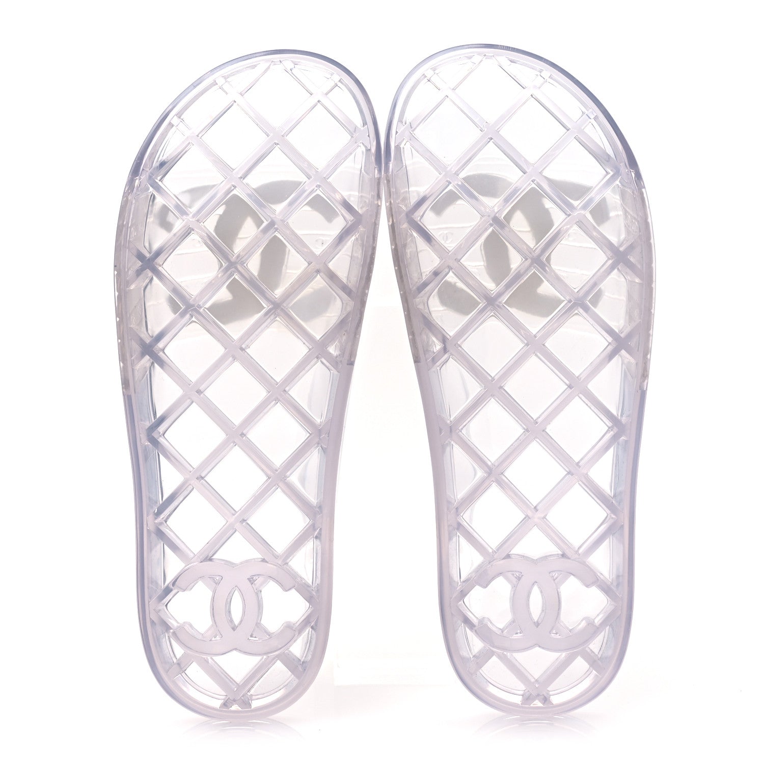 Chanel PVC Transparent CC Flat Slide Sandals 38 White 7 of 11