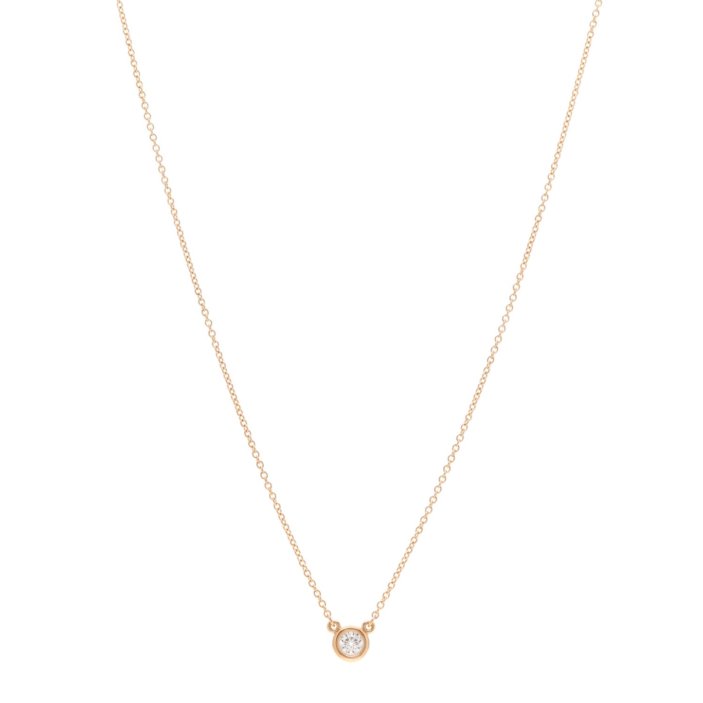 18K Rose Gold Diamond .17ct Elsa Peretti Diamonds by the Yard Pendant Necklace