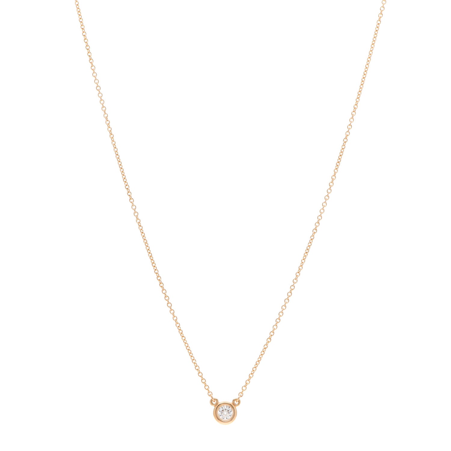 Tiffany 18K Rose Gold Diamond .17ct Elsa Peretti Diamonds by the Yard Pendant Necklace 1 of 8