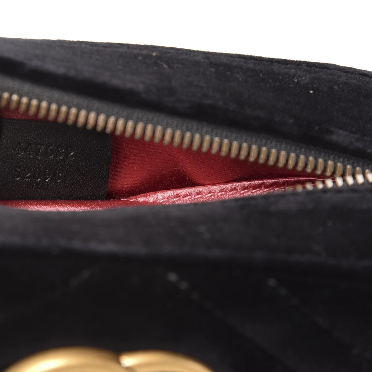Velvet Matelasse Deer Embroidered Small GG Marmont Chain Shoulder Bag Black