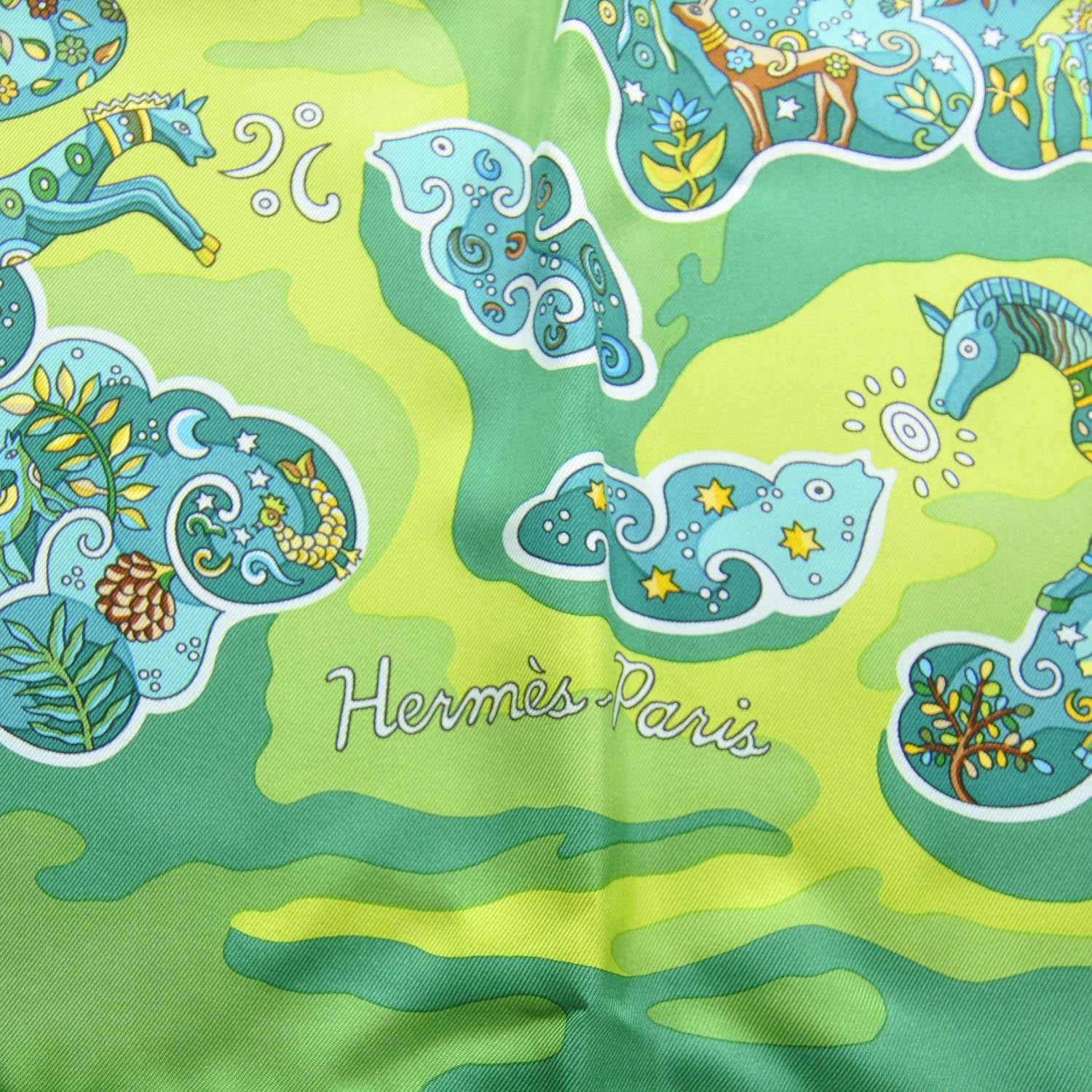 Hermes Silk Nuees Imaginaires Scarf 90 Green 3 of 6