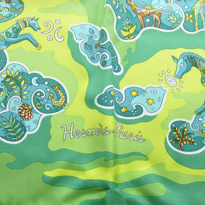 Hermes Silk Nuees Imaginaires Scarf 90 Green 3 of 6