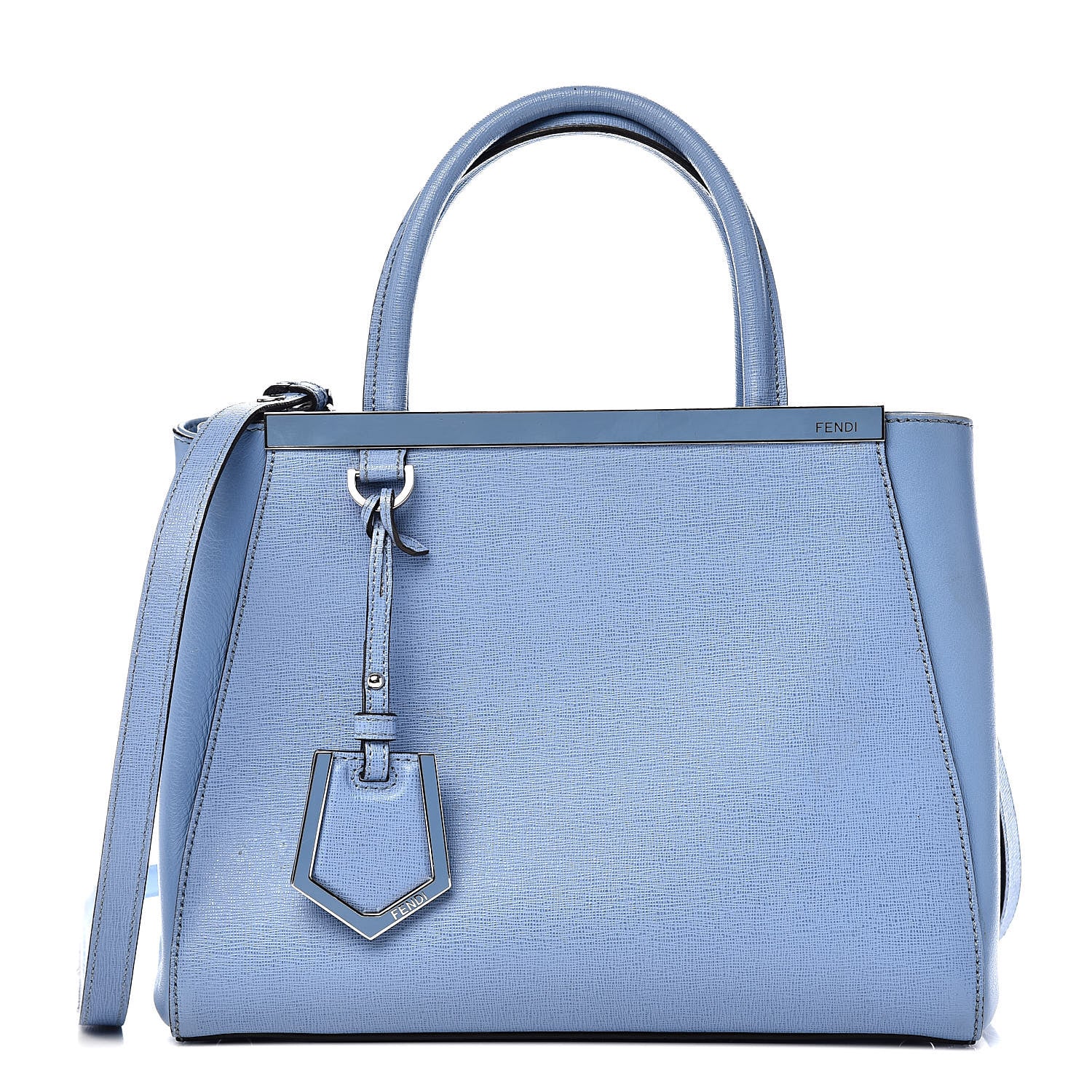 Fendi Vitello Elite Flamingo Petite 2Jours Tote Azzurro Nebula 1 of 14