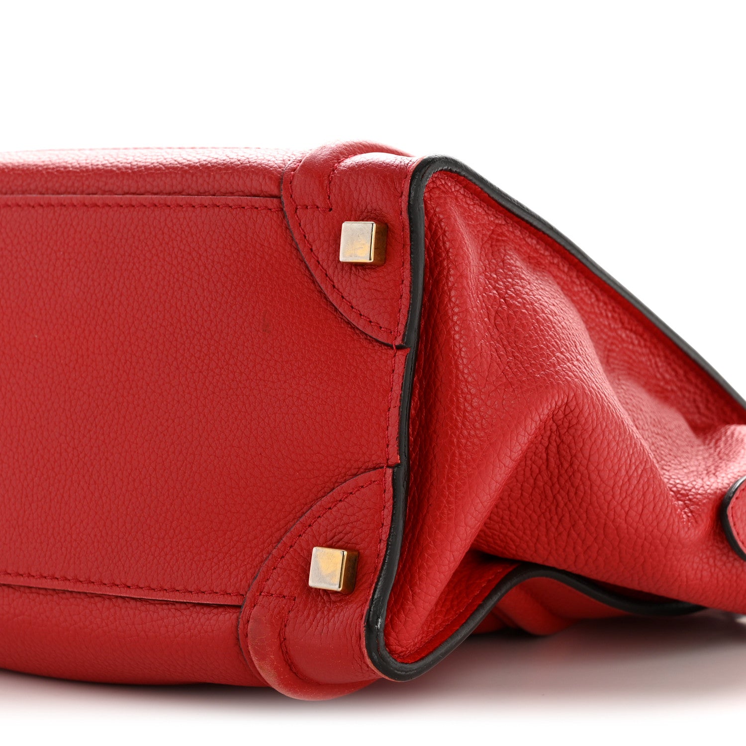 Celine Drummed Calfskin Micro Luggage Red 10 of 16