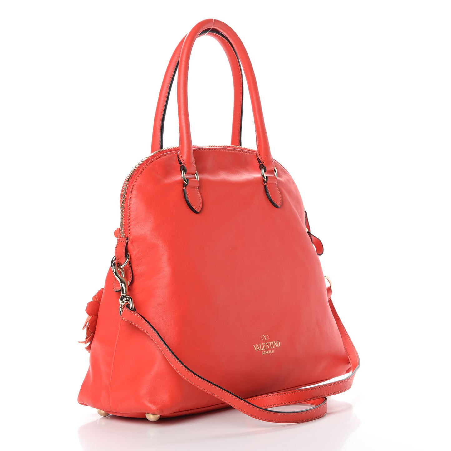 Nappa Floral Applique Tote Red