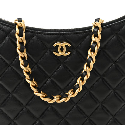 Chanel Shiny Crumpled Lambskin Quilted Large Trendy Chain Around Hobo Black 8 of 10