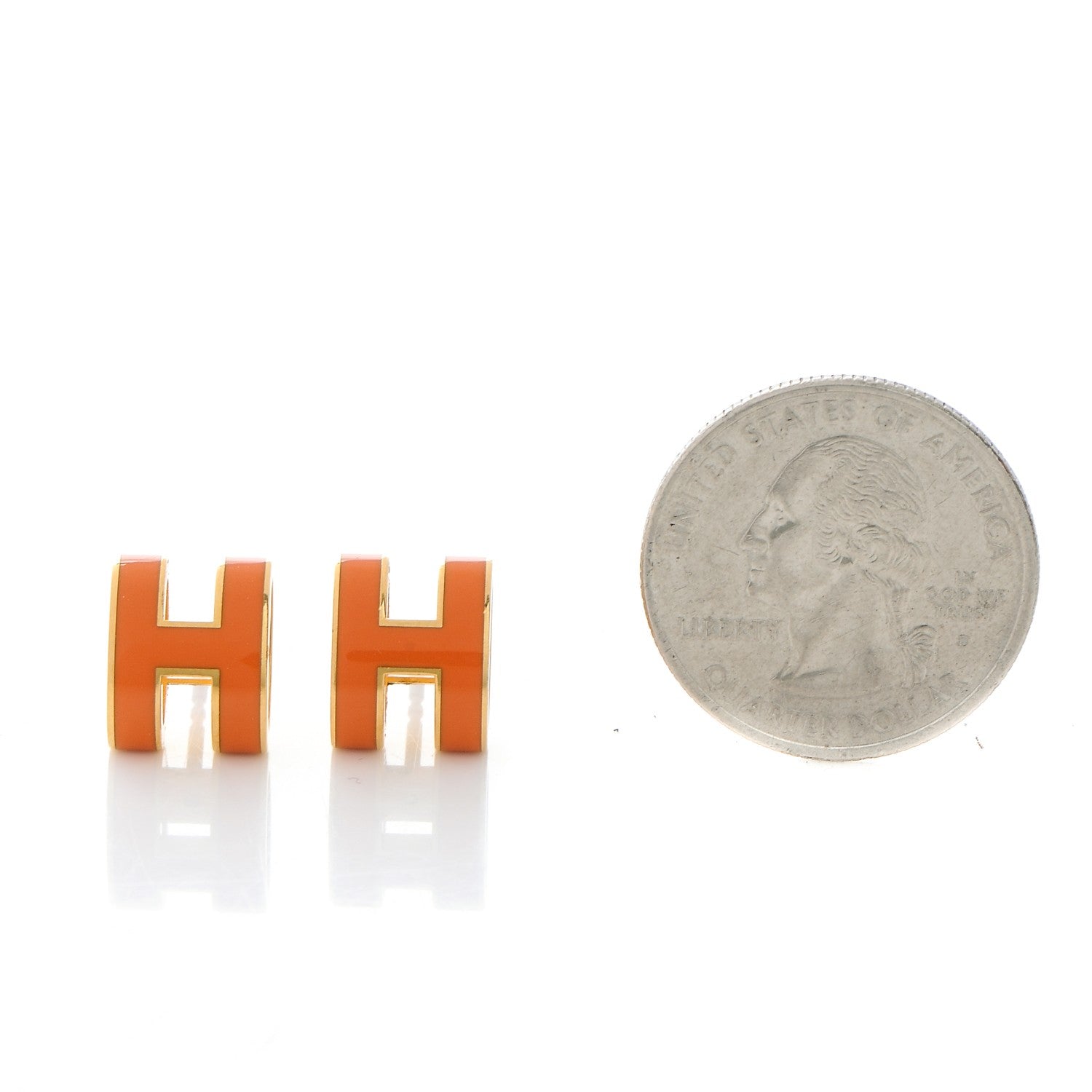 Hermes Palladium Lacquered Pop H Earrings Orange 2 of 5