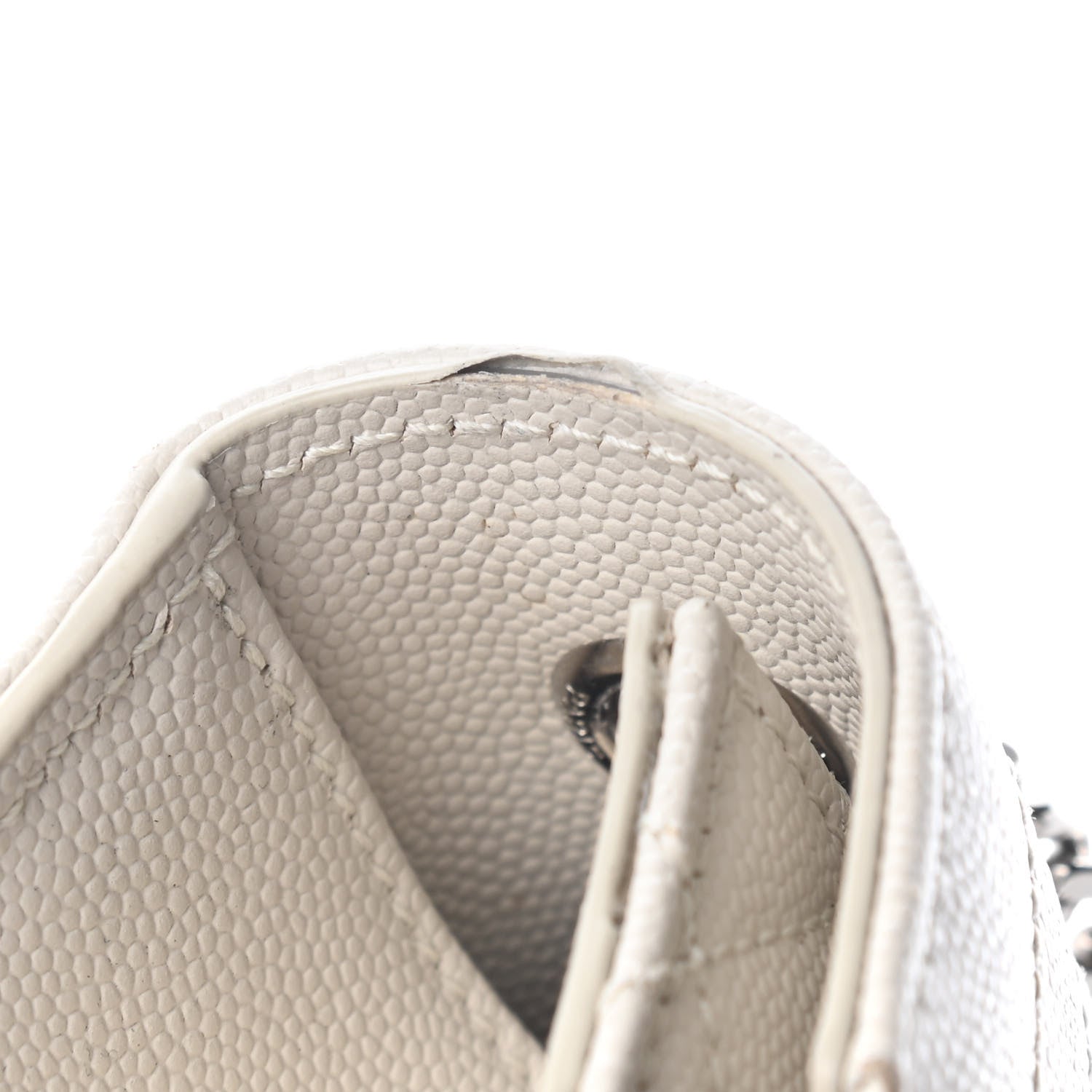 Saint Laurent Grain De Poudre Textured Mixed Matelasse Triquilt Small Monogram Satchel Optical White 7 of 9