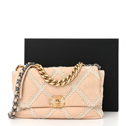 Chanel Calfskin Crochet Large Chanel 19 Flap Beige 11 of 11