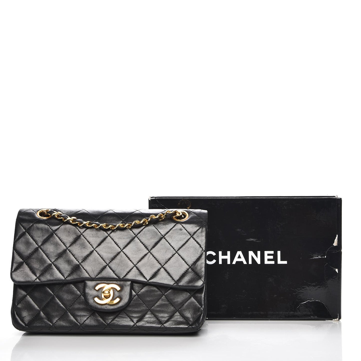 Lambskin Quilted Small Double Flap Black