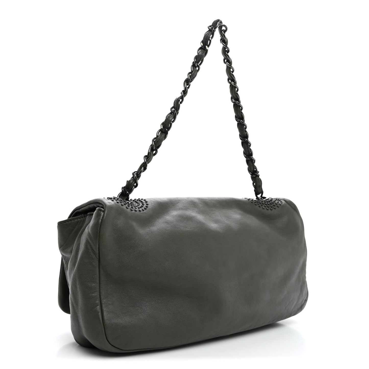 Lambskin Studded CC East West Flap Grey