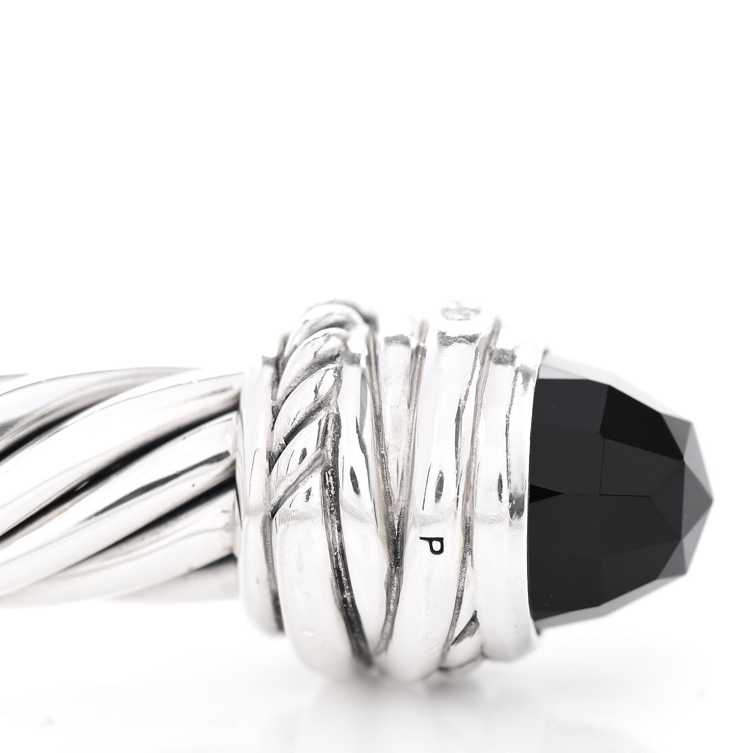 David Yurman Sterling Silver Diamond Black Onyx 7mm Cable Classics Crossover Bracelet 4 of 4