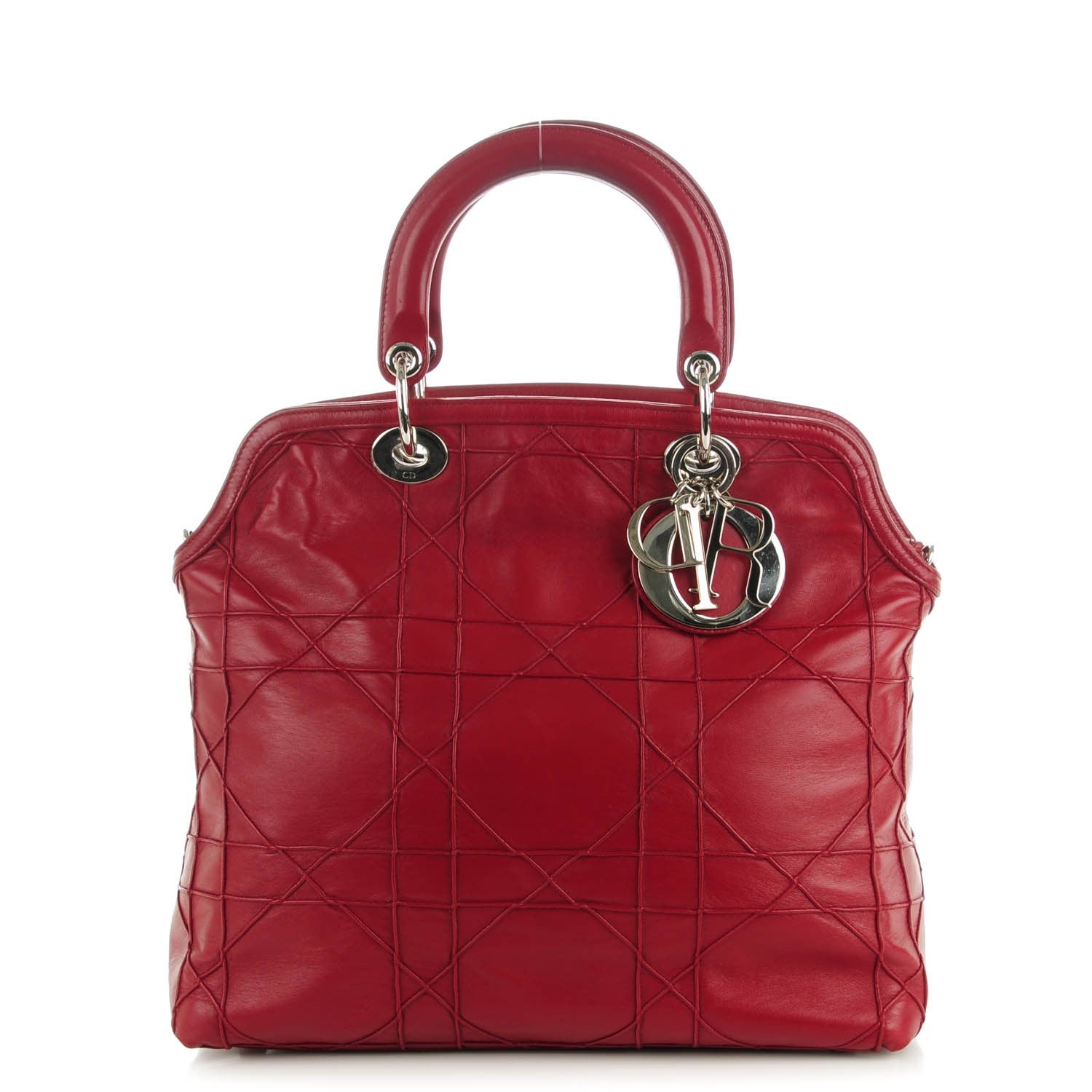 Christian Dior Lambskin Cannage Medium Granville Tote Red 1 of 19