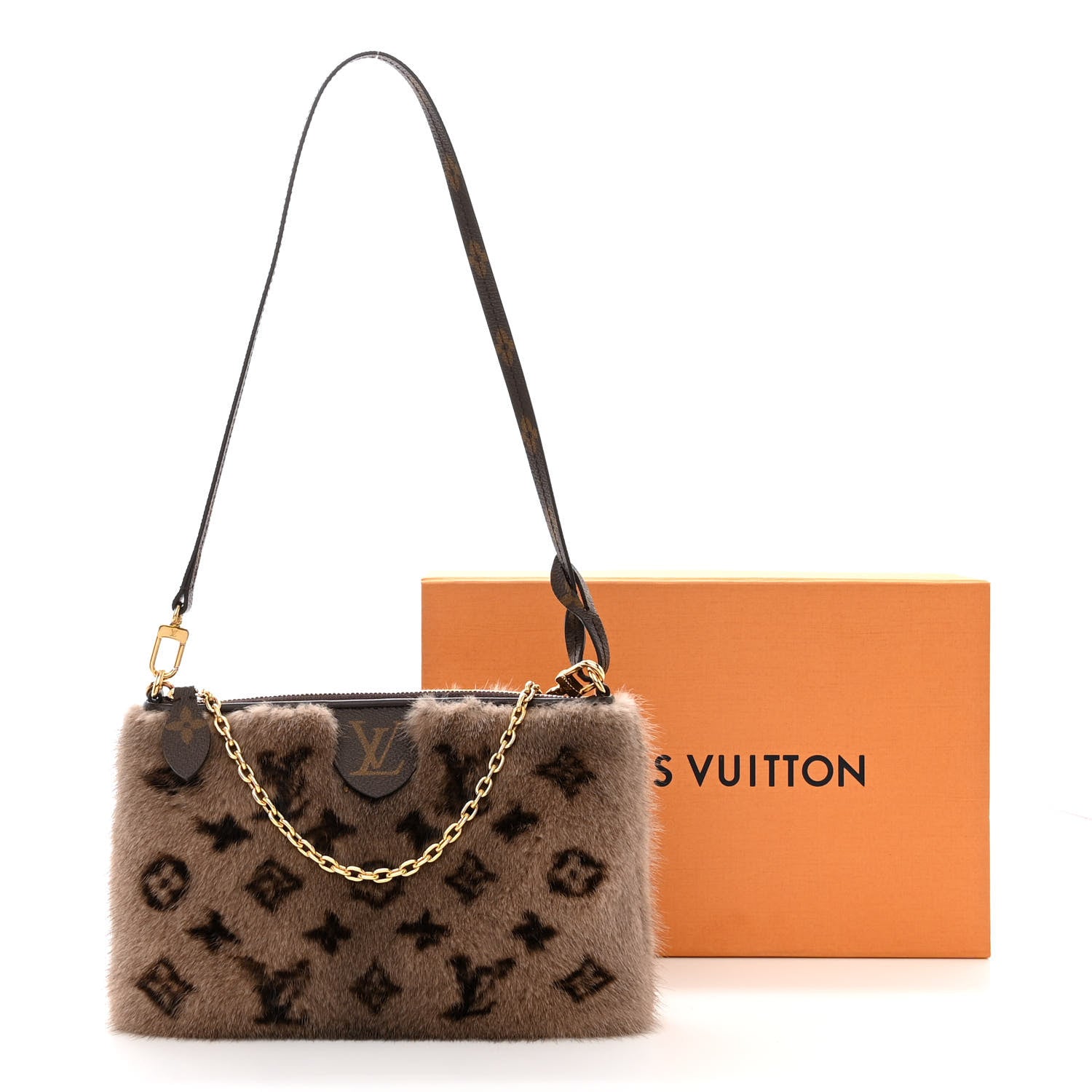 ☆美品☆LOUIS VUITTON Louis Vuitton Monogram Mink Neo Pochette Milla Vision Brown