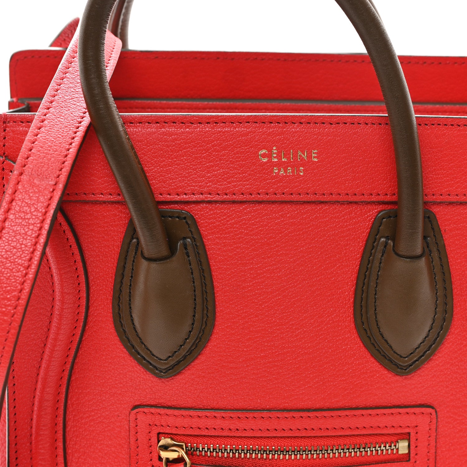 Celine Goatskin Nano Tri-Color Luggage Red 8 of 11