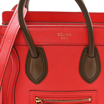 Celine Goatskin Nano Tri-Color Luggage Red 8 of 11