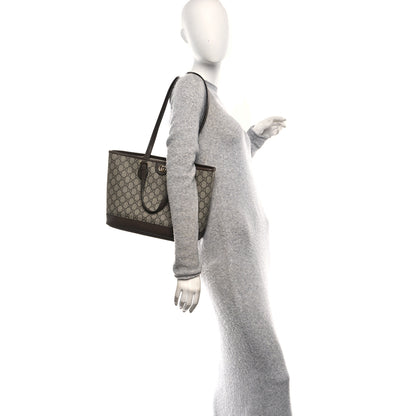 Gucci GG Supreme Monogram Textured Calfskin Small Ophidia Shoulder Tote Bag Beige Ebony New Acero 3 of 10