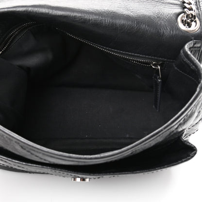 Saint Laurent Crinkled Calfskin Matelasse Monogram Medium Niki Chain Satchel Black 5 of 14