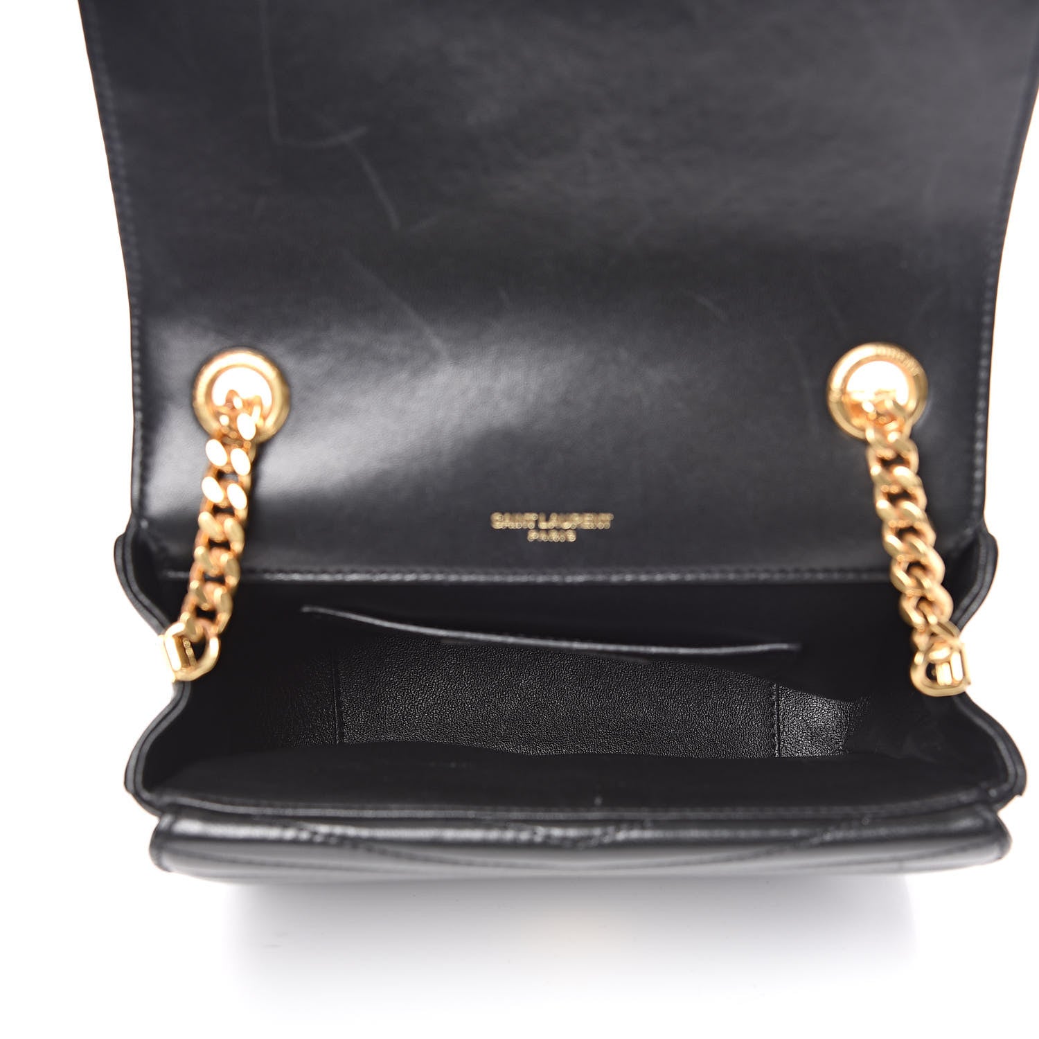 Saint Laurent Lambskin Matelasse Chevron Monogram Small Sulpice Bag Black 5 of 12