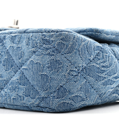 Chanel Denim Quilted Camellia Sweetheart Mini Flap Blue 10 of 11