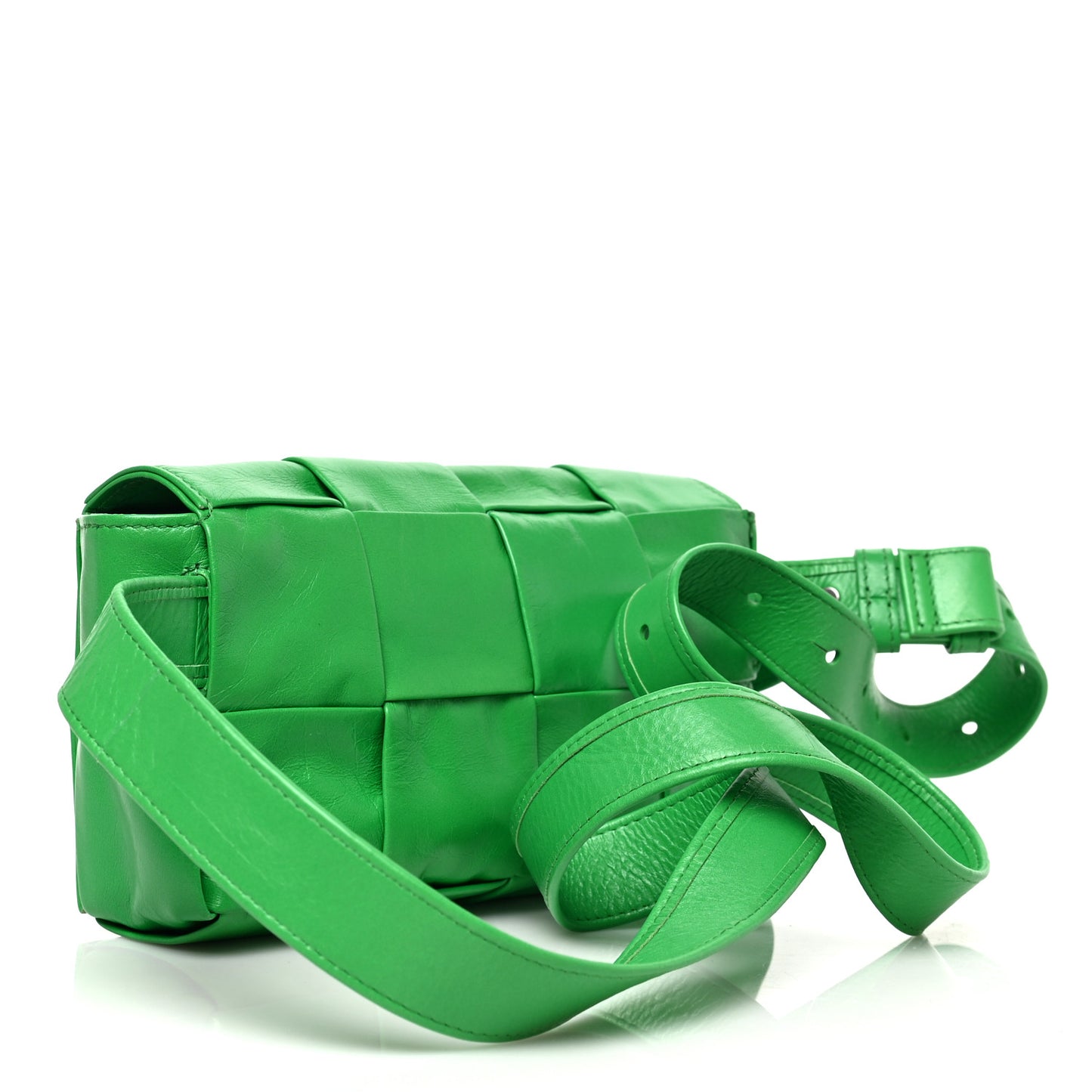 Paper Calfskin Intreccio Cassette Belt Bag Parakeet
