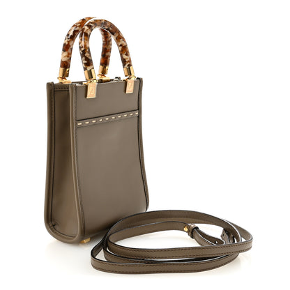 Fendi Vitello King Plexiglass Elaphe Python Print Logo Mini Fendi Sunshine Shopper Tote Tartufo Daisy Roccia 3 of 10