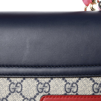 Gucci GG Supreme Monogram Calfskin Medium Padlock Top Handle Bag Beige Blue Mystic White Hibiscus Red 18 of 19