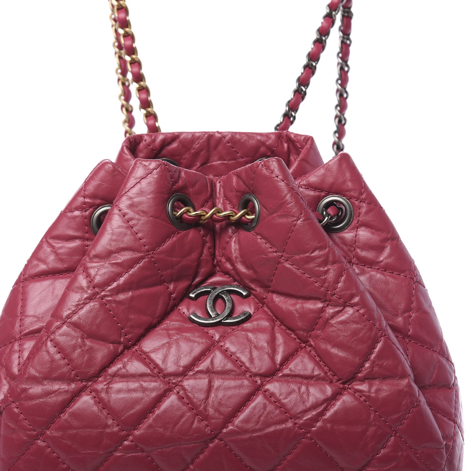 Chanel Aged Calfskin Quilted Small Gabrielle Backpack Dark Pink 9 of 10