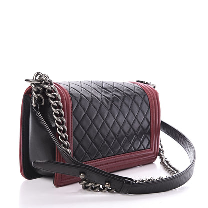 Chanel Lambskin Quilted Medium Boy Flap Black Red 3 of 14