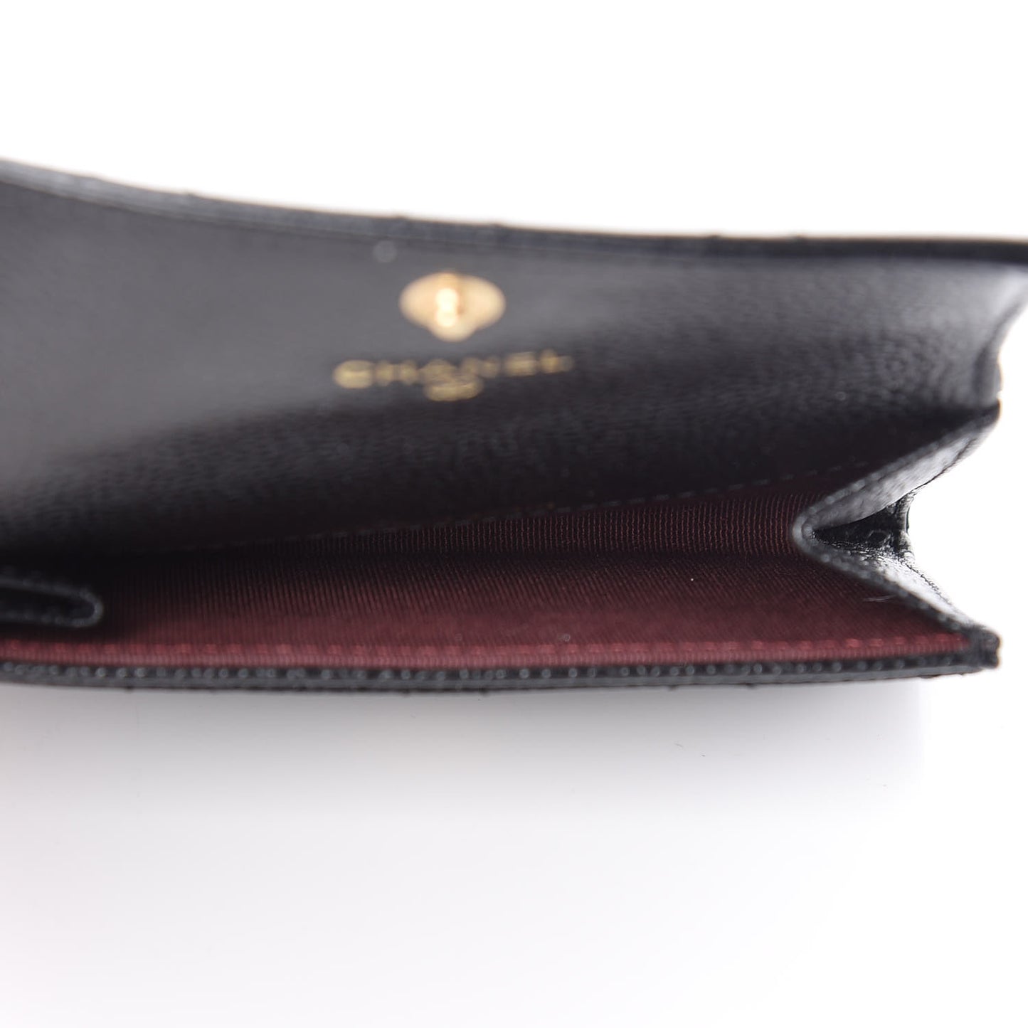 Caviar Quilted Flap Card Holder Black