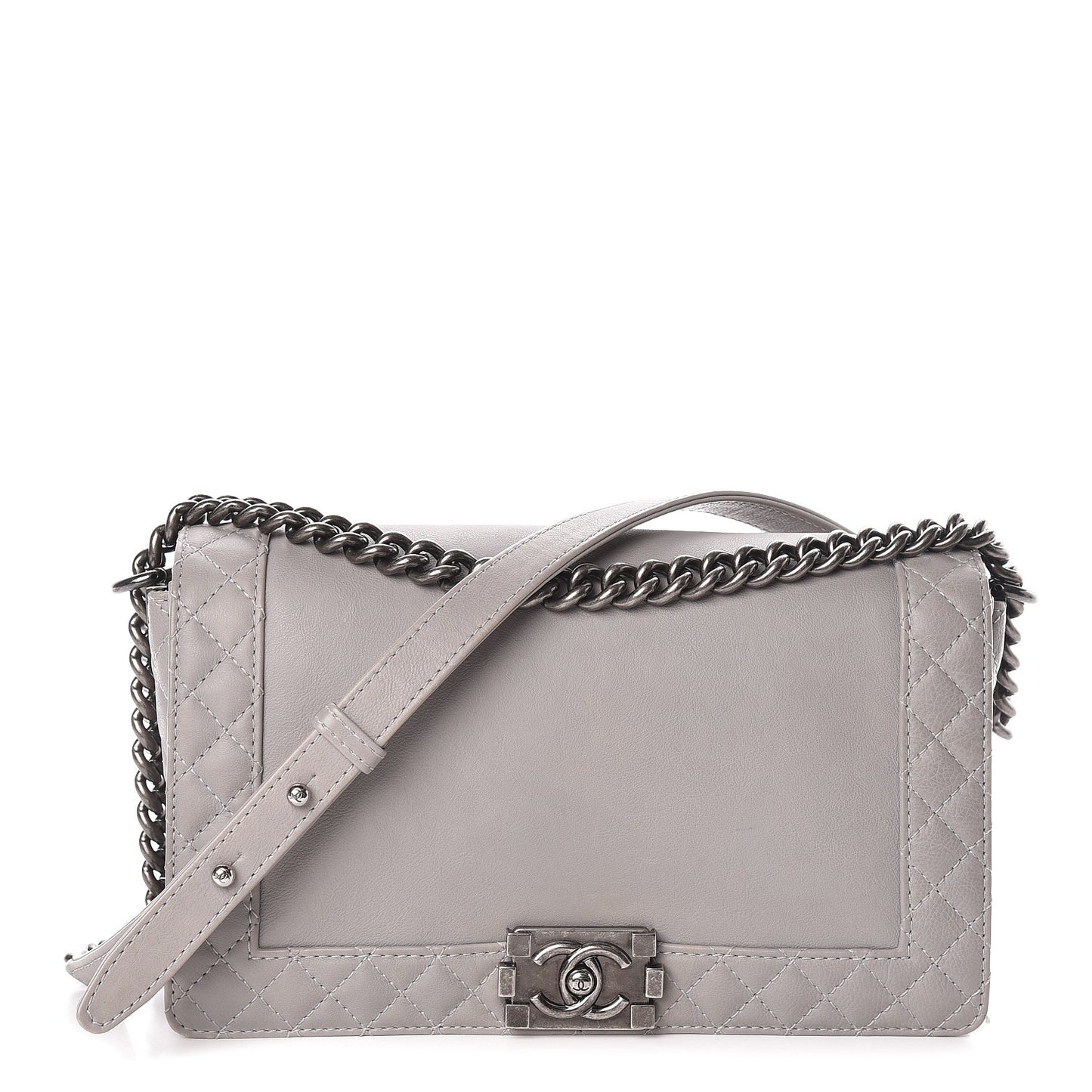 Calfskin New Medium Boy Reverso Flap Light Grey