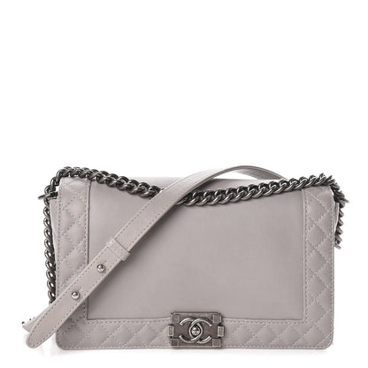 Chanel Calfskin New Medium Boy Reverso Flap Light Grey 1 of 10