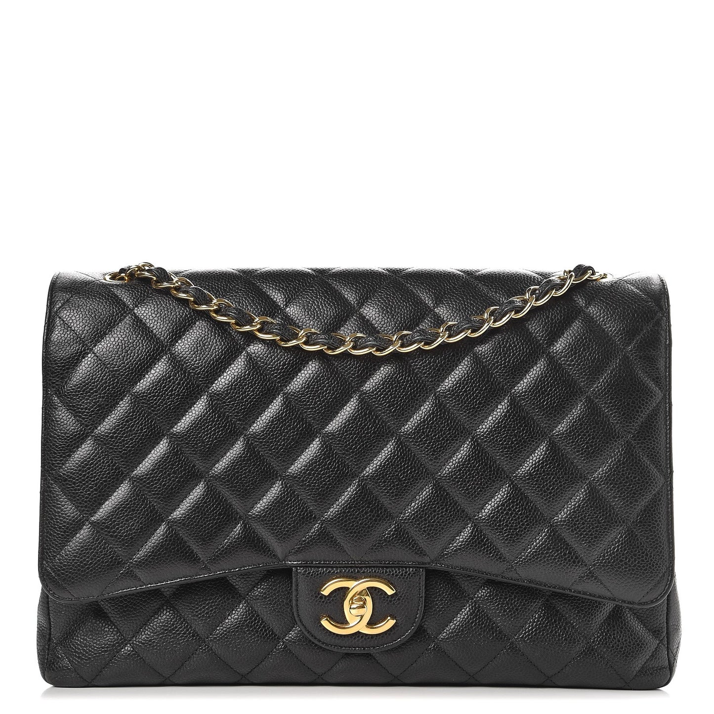 Caviar Quilted Maxi Double Flap Black