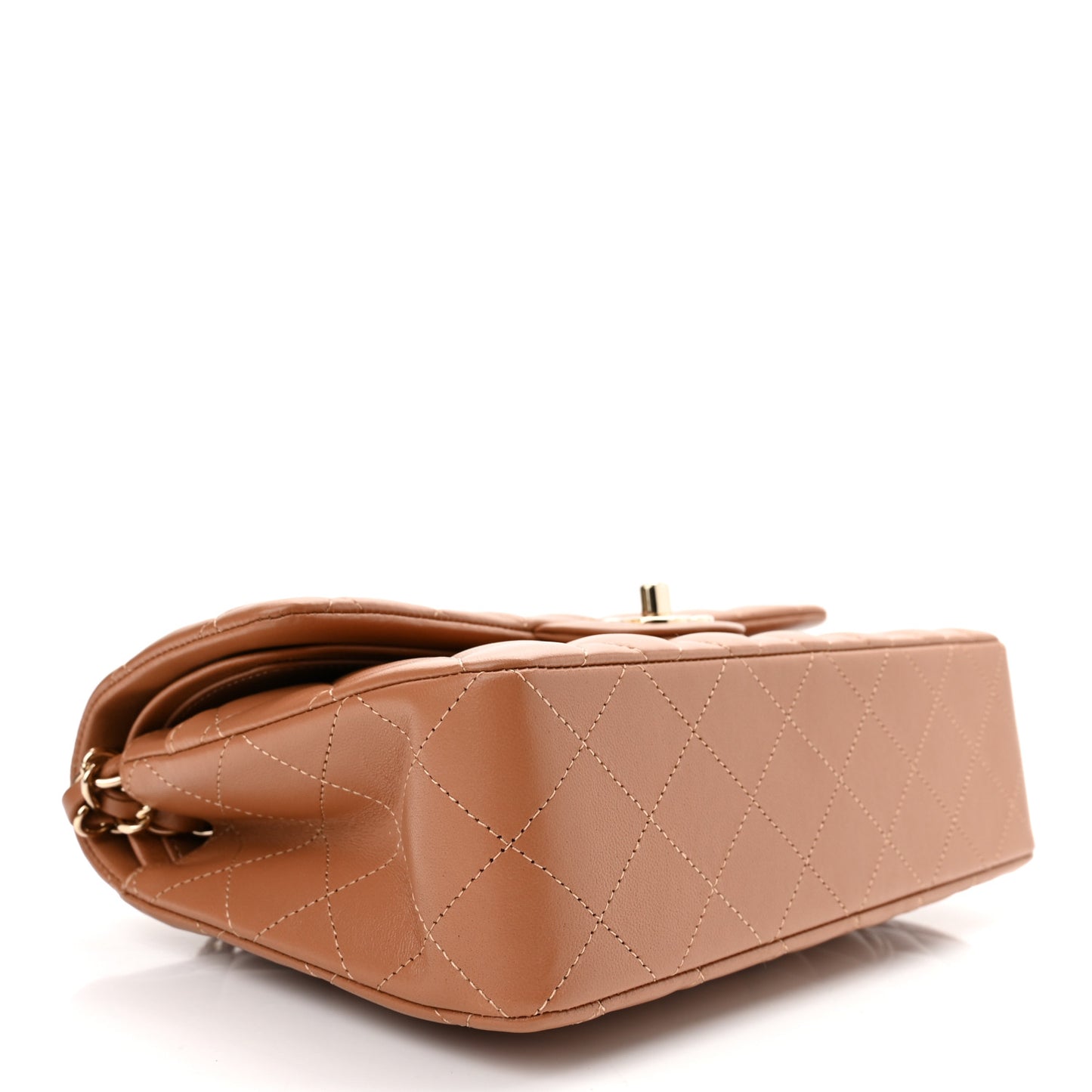Lambskin Quilted Small Double Flap Brown