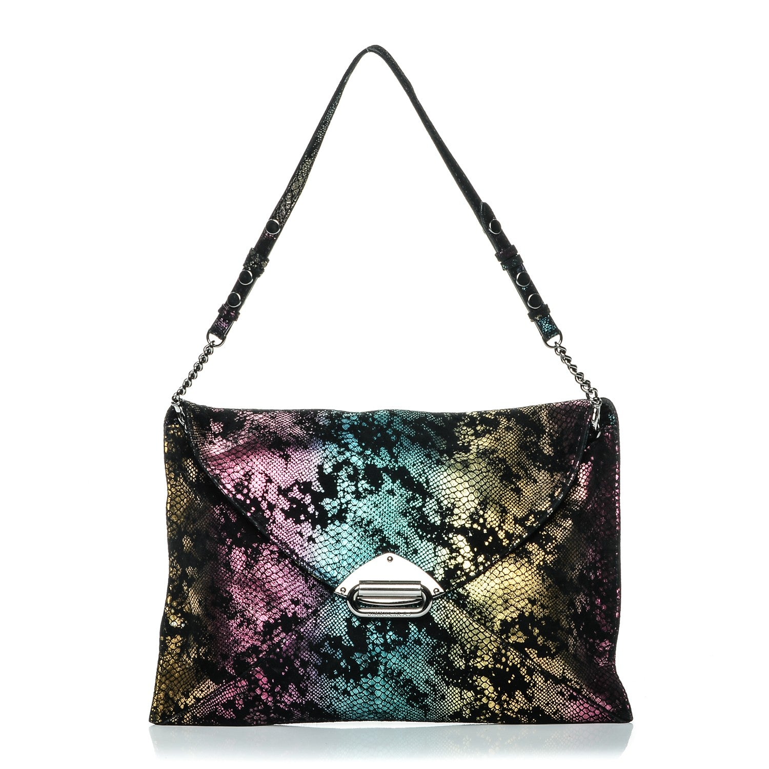 Jimmy Choo Metallic Snakeskin Effect Envelope Clutch 1 of 7