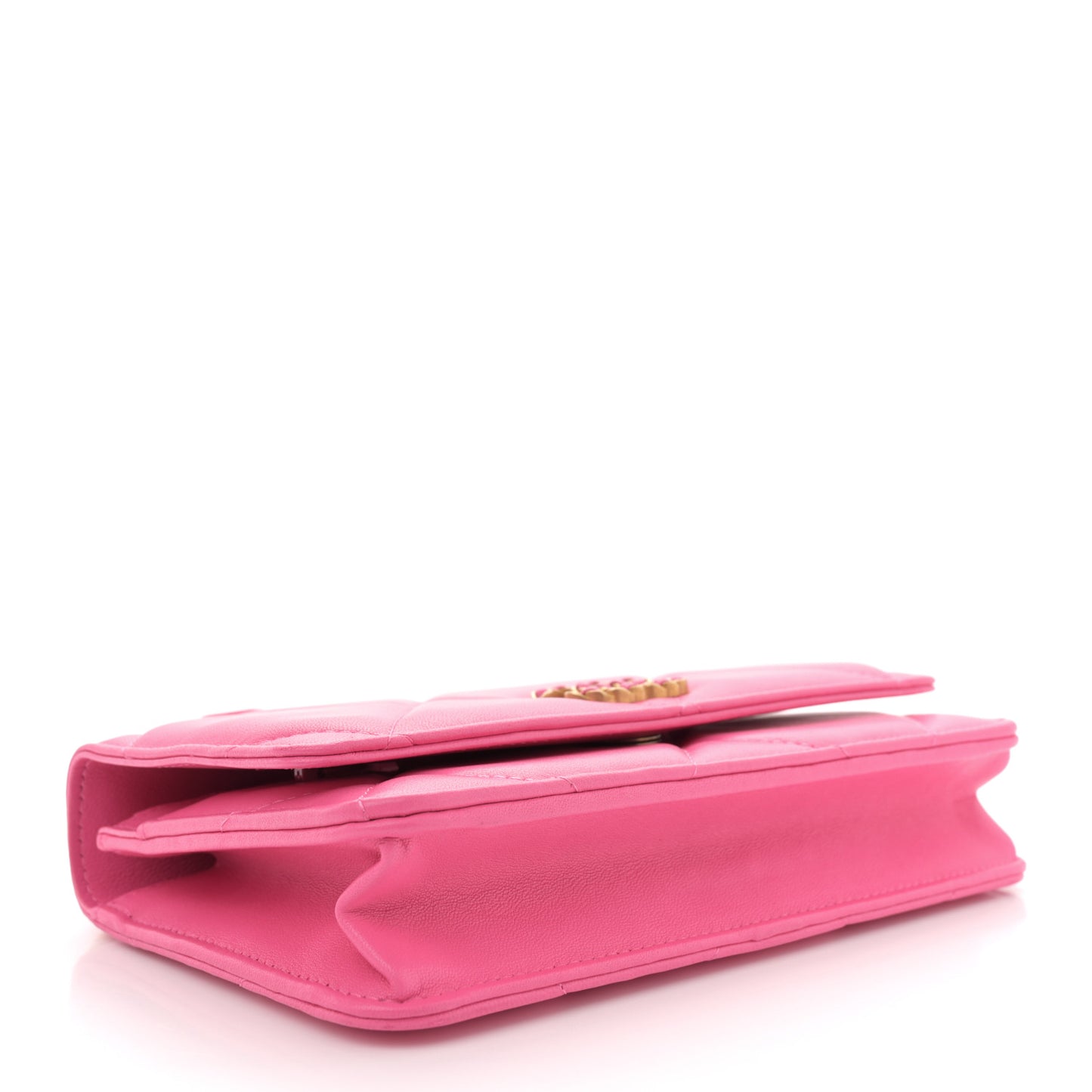 Lambskin Quilted Chanel 19 Wallet On Chain WOC Dark Pink