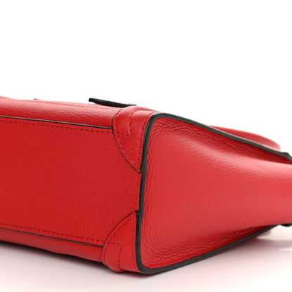 Celine Drummed Calfskin Nano Luggage Coquelicot 11 of 14