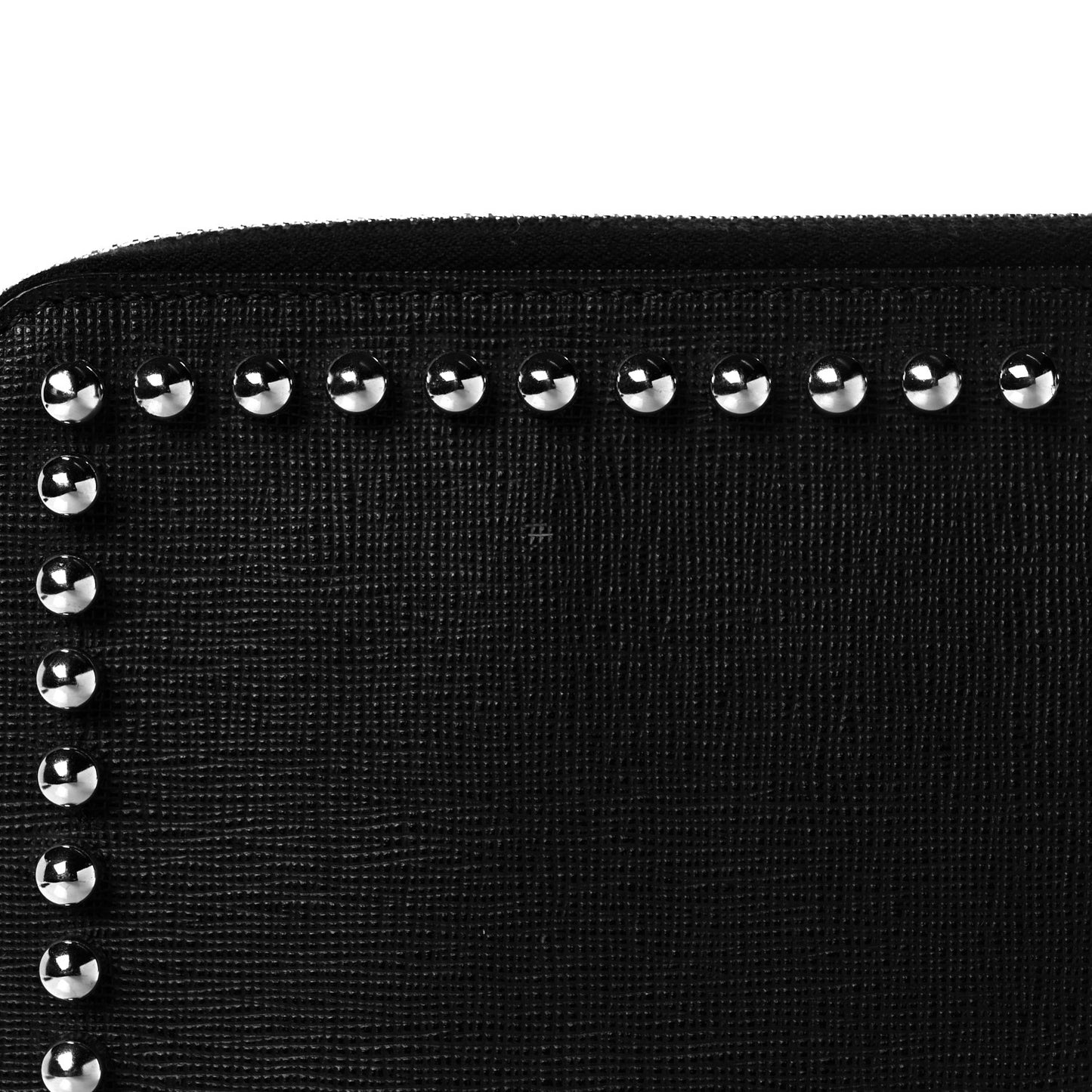 Vitello Elite Mink Fur Studded Karlito Zip Around Pouch Black