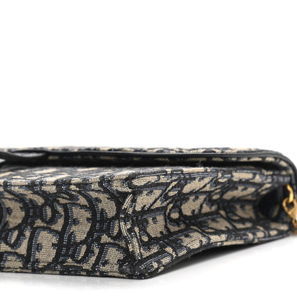 Christian Dior Oblique Saddle Chain Pouch Blue 10 of 11