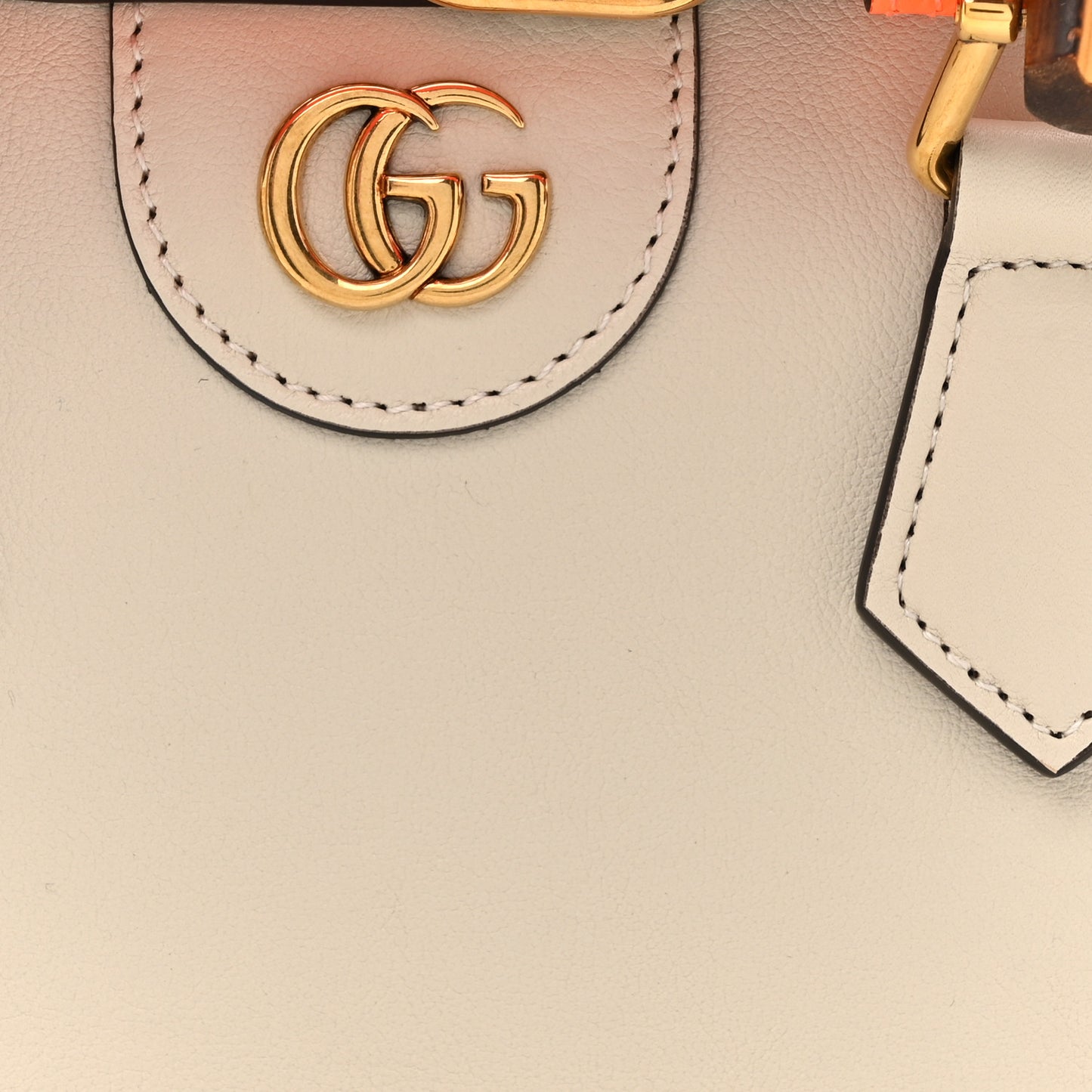 Wonka Grain Calfskin Mini Diana Tote Bag Mystic White Orange Fluo