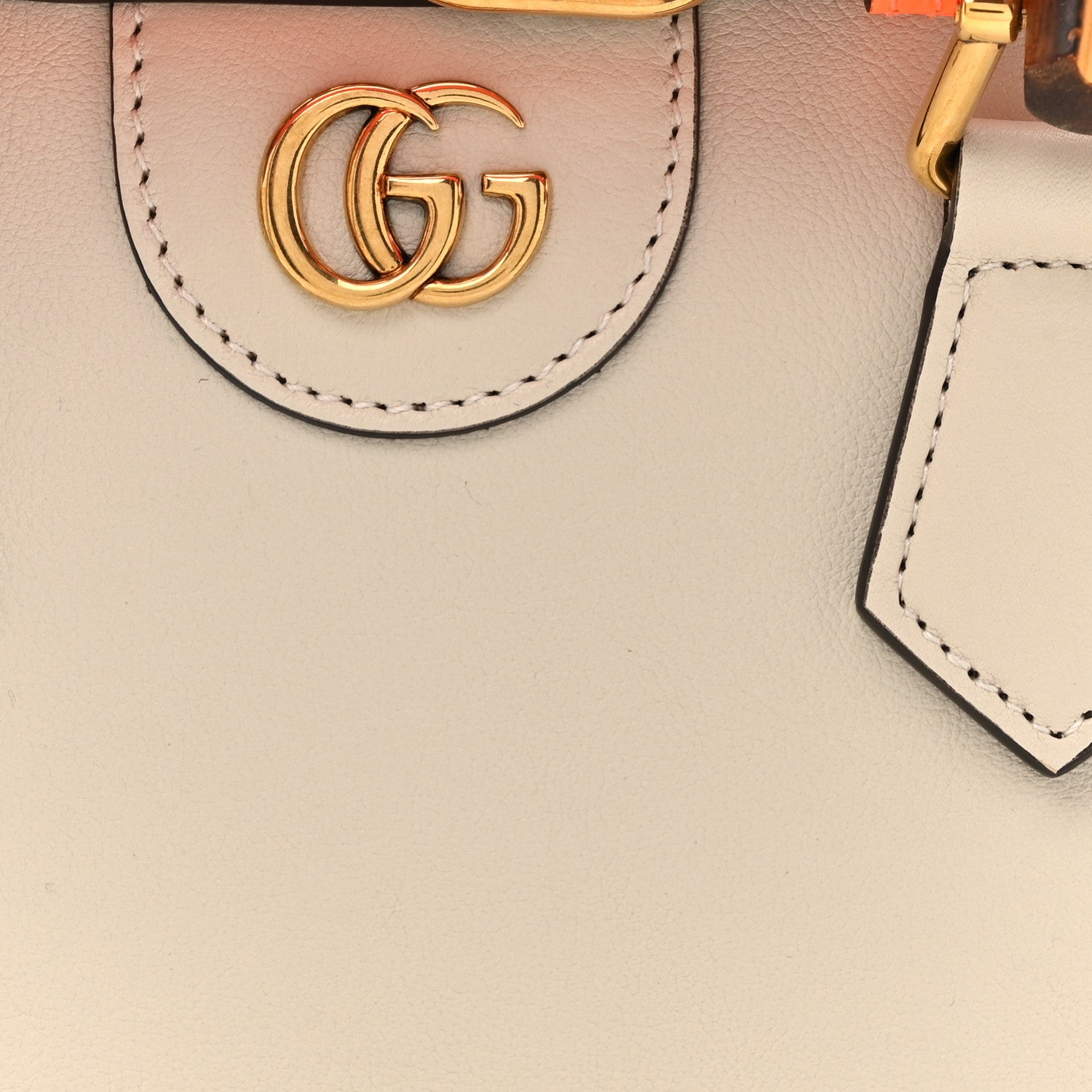 Gucci Wonka Grain Calfskin Mini Diana Tote Bag Mystic White Orange Fluo 8 of 10