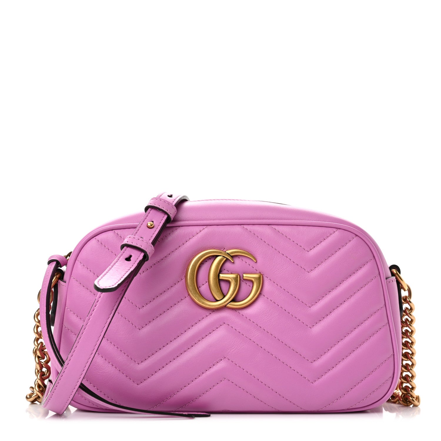 Gucci Calfskin Matelasse Small GG Marmont Chain Shoulder Bag Candy Mousse 1 of 10