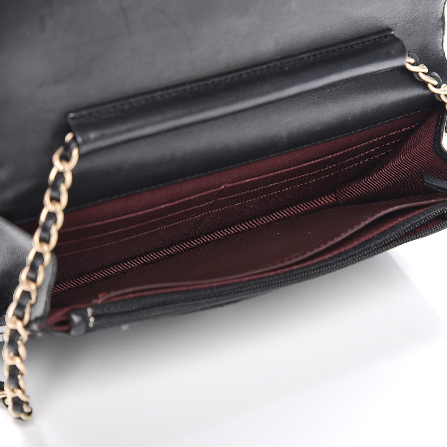 Lambskin Quilted Wallet On Chain WOC Black