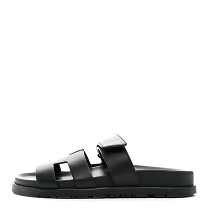 Hermes Calfskin Womens Chypre Sandals 35.5 Black 1 of 10