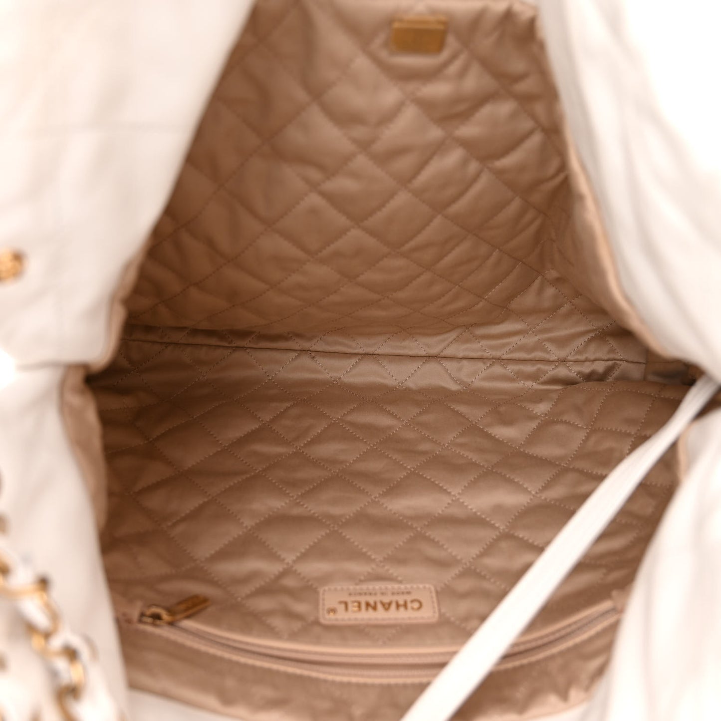 Shiny Calfskin Quilted Chanel 22 White