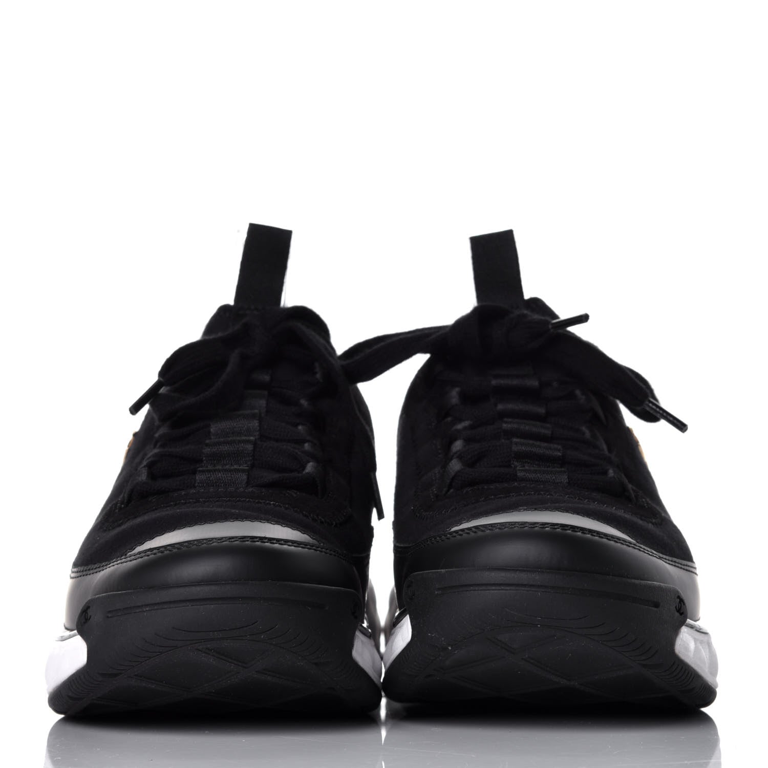 Chanel Velvet Calfskin Mixed Fibers CC Sneakers 40 Black 2 of 9