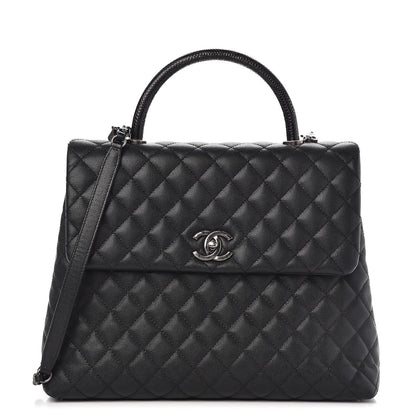 Chanel Caviar Lizard Quilted Large Coco Handle Flap Black 1 of 14