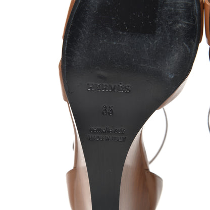 Hermes Calfskin Legend Wedge Sandals 35 Gold 7 of 14