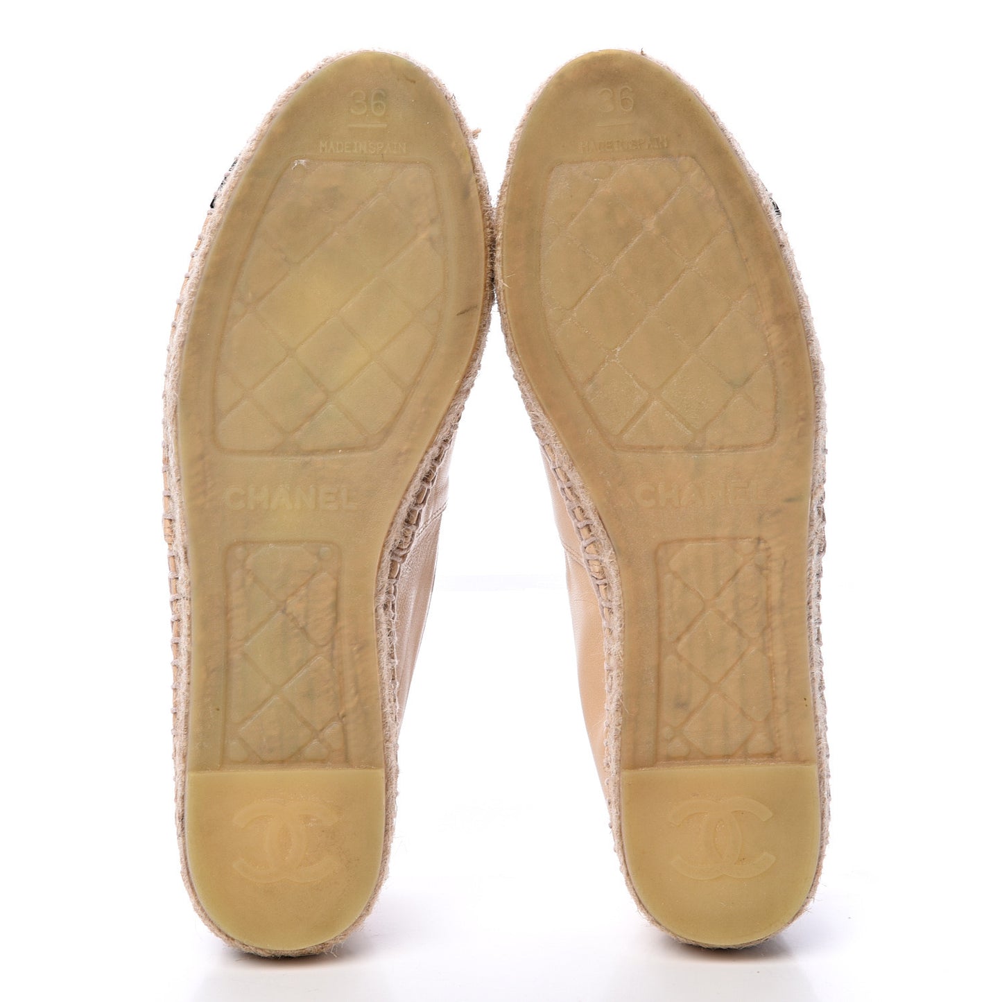 Lambskin CC Espadrilles 36 Beige Black