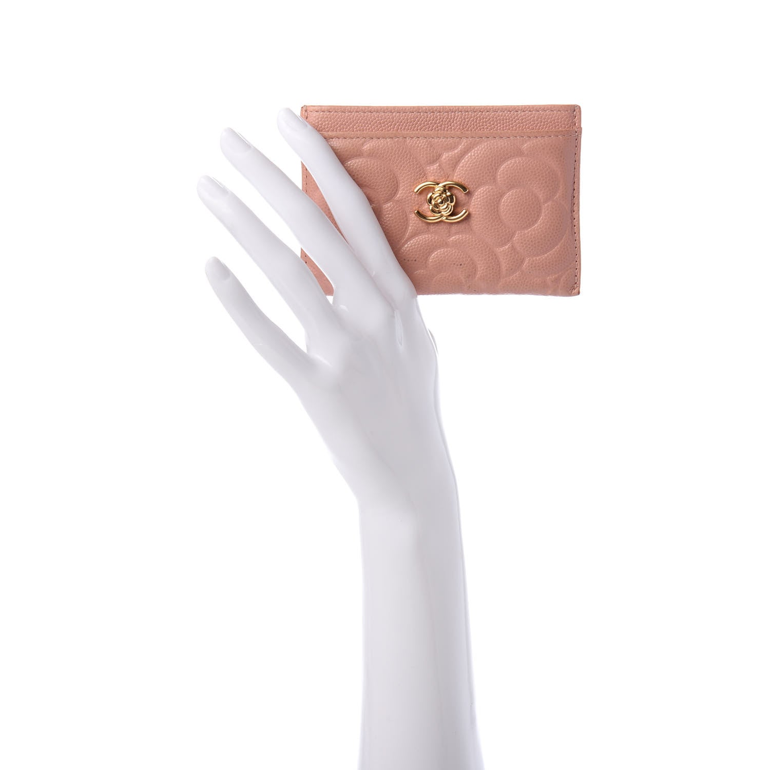 Chanel Caviar Camellia Embossed Card Holder Beige 2 of 9